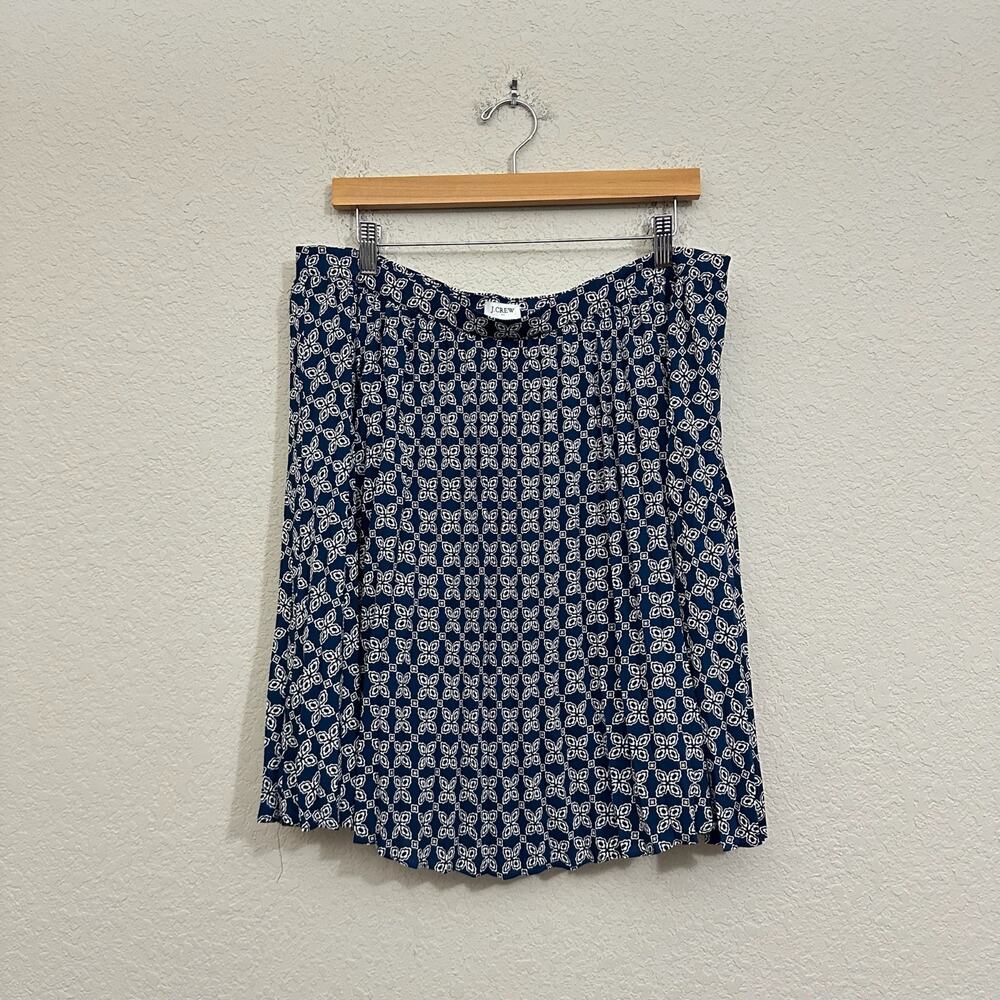 J.CREW Mini Skirt Navy Blue Geometric Lined Pleated A-Line City NWT